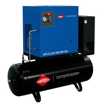 Kompresor vijčani APS 5.5 GO 200 Combi Dry IVR 5.5 KM / 4 kW 10 bar 264-468 l/min 200 l