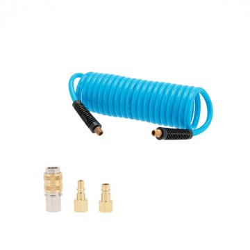 Cjevčica za zrak spiralna PU opremljena 5 m fi 8 x 12 mm 1/4" 10 bar